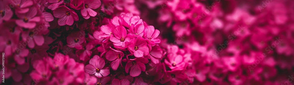 A stunning display of intense pink blossoms tightly grouped together, forming a dense and beautiful cluster that highlights natural beauty.