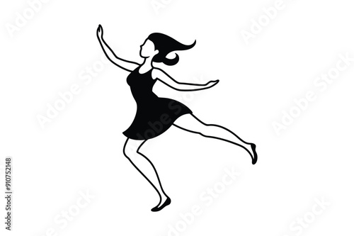 Dancing related many poses style Silhouette vector