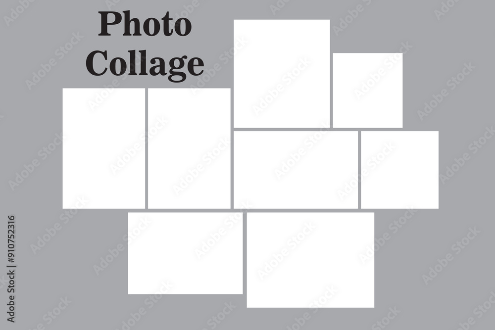 8 photos collage frame vector, photo frame collage 8 photos collage frame vector, photo frame collage