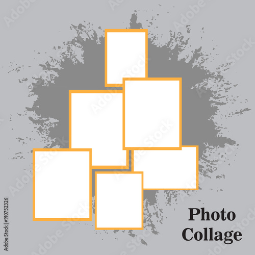 6 photos collage frame vector, photo frame collage