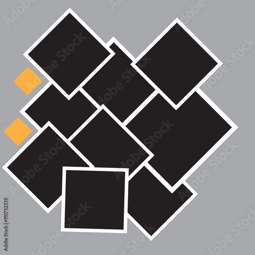 9 photos collage frame vector, photo frame collage
