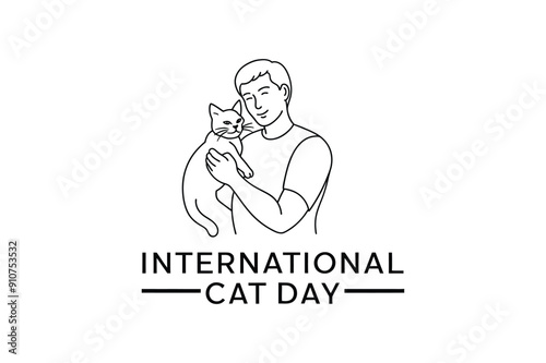 World Cat Day. Vector illustration for the international day of cats. Congratulatory card for cat lovers. Logo, label, emblem, icon for the festival of cats