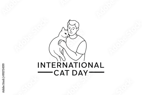 World Cat Day. Vector illustration for the international day of cats. Congratulatory card for cat lovers. Logo, label, emblem, icon for the festival of cats