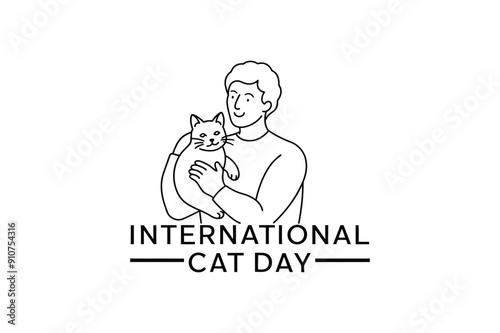 World Cat Day. Vector illustration for the international day of cats. Congratulatory card for cat lovers. Logo, label, emblem, icon for the festival of cats