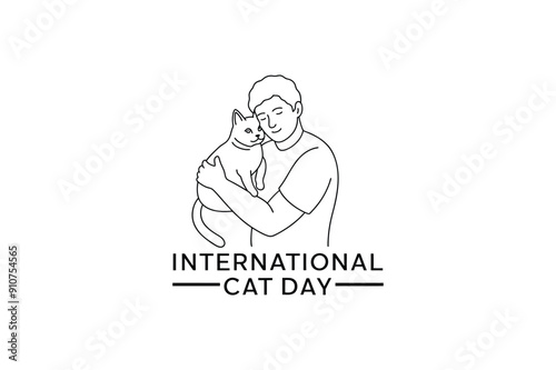 World Cat Day. Vector illustration for the international day of cats. Congratulatory card for cat lovers. Logo, label, emblem, icon for the festival of cats
