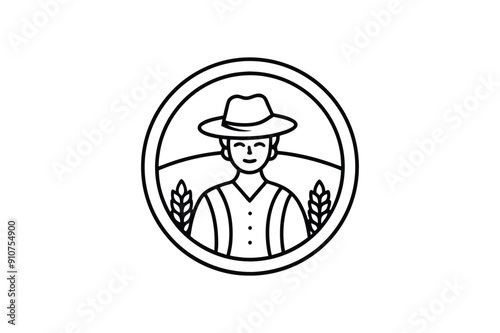 Farmer, Farm and Agriculture Line Icon silhouette 