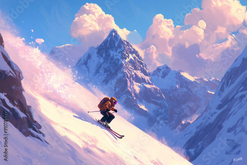 Skiing Through The Mountain