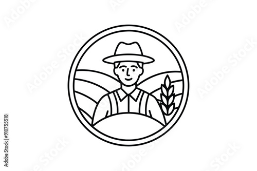 Farmer, Farm and Agriculture Line Icon silhouette 