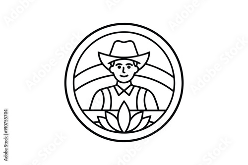 Farmer, Farm and Agriculture Line Icon silhouette 
