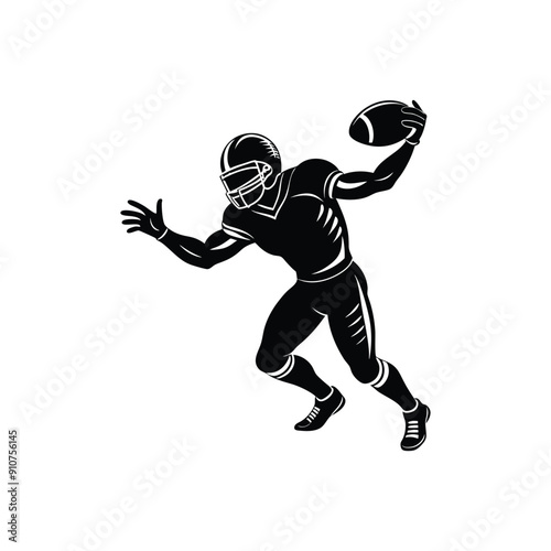 American football player ball throw silhouette