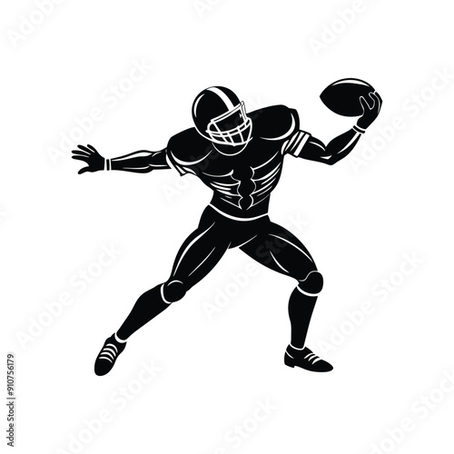 American football player ball throw silhouette