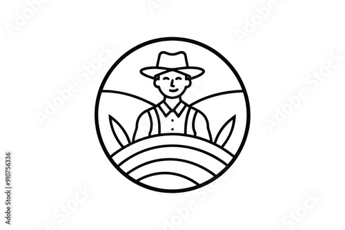 Farmer, Farm and Agriculture Line Icon silhouette 
