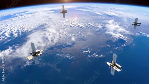 Space Satellites Aiming at Earth: Exploring Advanced Technology and Observations photo