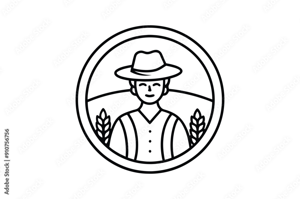 Farmer, Farm and Agriculture Line Icon silhouette Farmer, Farm and Agriculture Line Icon silhouette