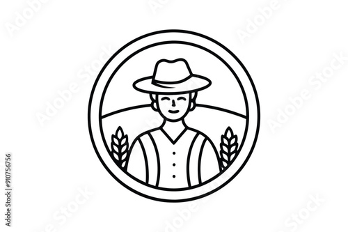 Farmer, Farm and Agriculture Line Icon silhouette 