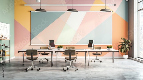 The office wall hosts a minimalist painting, a beacon of understated beauty, inviting observers to appreciate the power of simplicity