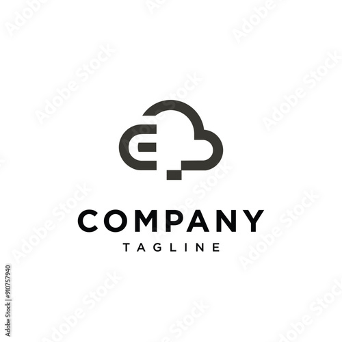 Letter E Cloud Logo Icon Vector