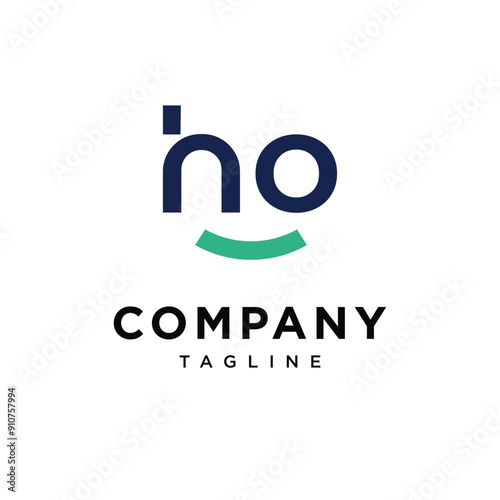 Letter h o smile logo icon vector 