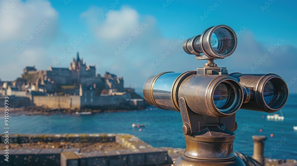 Brass Binoculars View of Mont Saint-Michel Brass Binoculars View of Mont Saint-Michel