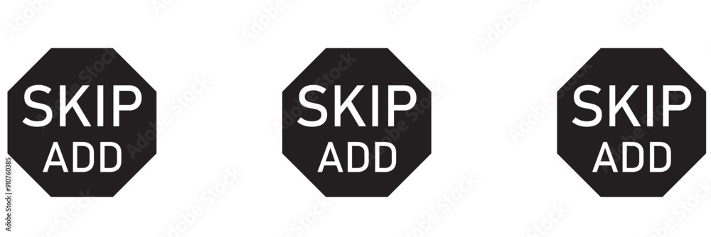Fototapeta premium Skip Ad vector button set. Skipping ads buttons icons. Comercial control icon set.