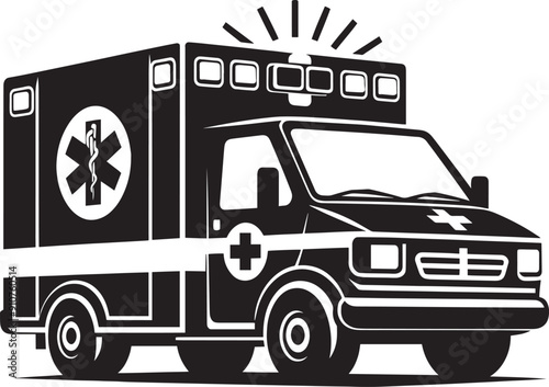 Ambulance silhouette flat vector illustration isolated on a white background