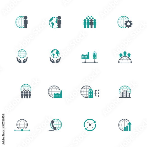 Universal business management and human resources icon set. Universal icons for web and mobile. Vector.	