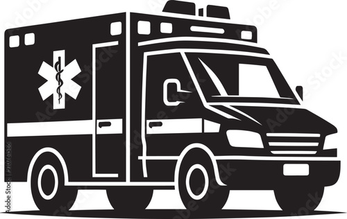 Ambulance silhouette flat vector illustration isolated on a white background