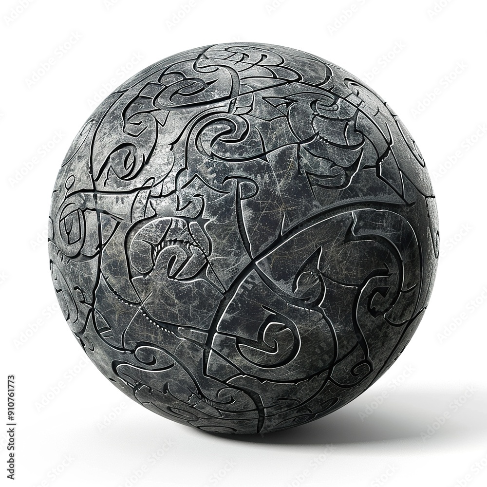 Ornate Metal Sphere with Intricate Carvings Ornate Metal Sphere with Intricate Carvings