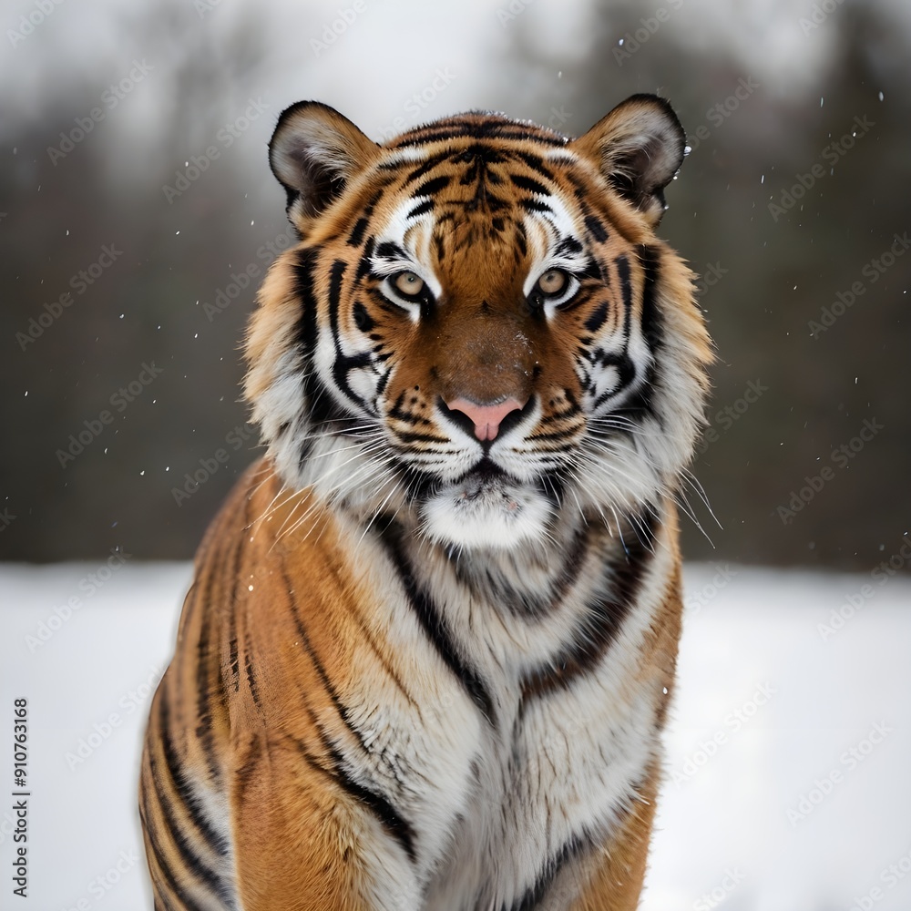 Fototapeta premium a tiger looking straight sitting position isolated 