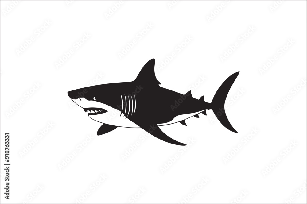 Fototapeta premium shark silhouette vector illustration. Different kind of sharks.
