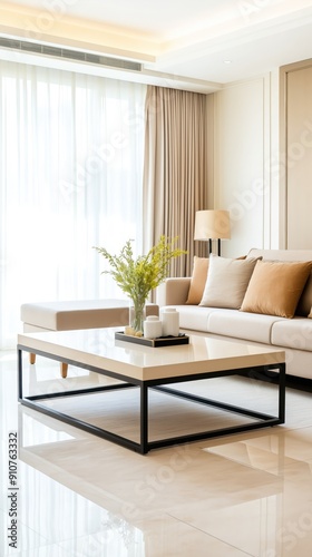 Wallpaper Mural Spacious living area with elegant furniture, neutral decor, and open layout, Modern Living Room, Inviting Space Torontodigital.ca