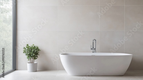 Sleek bathroom with minimalist design, clean lines, and neutral colors, Simple Bathroom, Modern Aesthetics