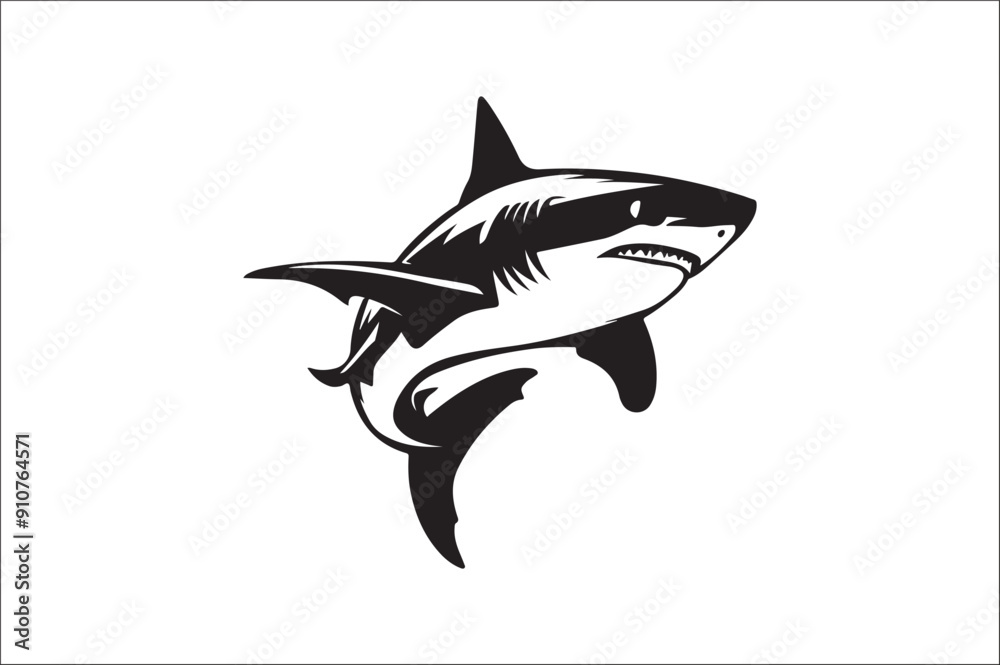 Obraz premium shark silhouette vector illustration. Different kind of sharks.