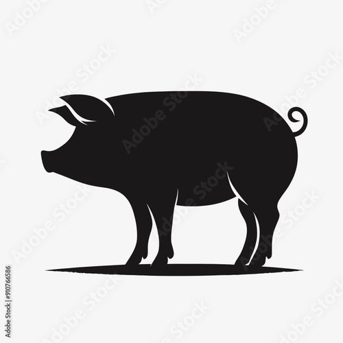 single Pig silhouette white background