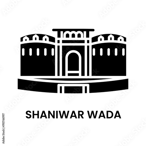 Shaniwar Wada, Pune, Maharastra, India. minimalist black fill icon, a historical landmark for web, mobile apps and UI.