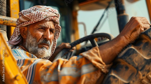 Wallpaper Mural An Elderly Middle Eastern Man in His Work Truck Torontodigital.ca
