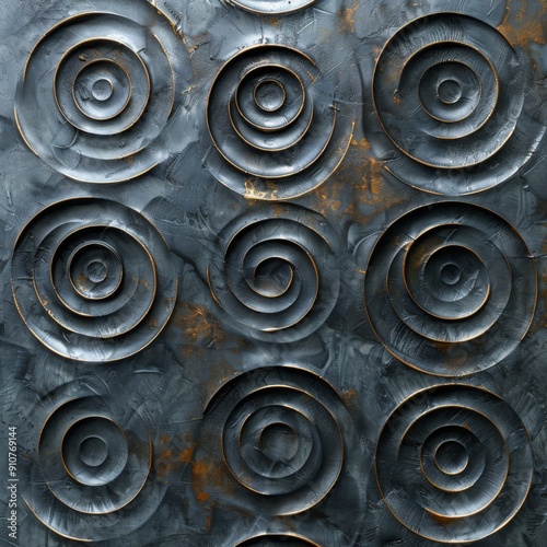 Abstract Spiral Pattern on a Dark Gray Surface