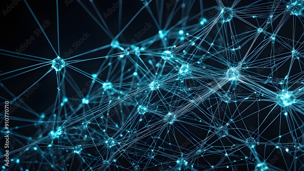 Fototapeta premium A blue and white image of a network of lines and dots