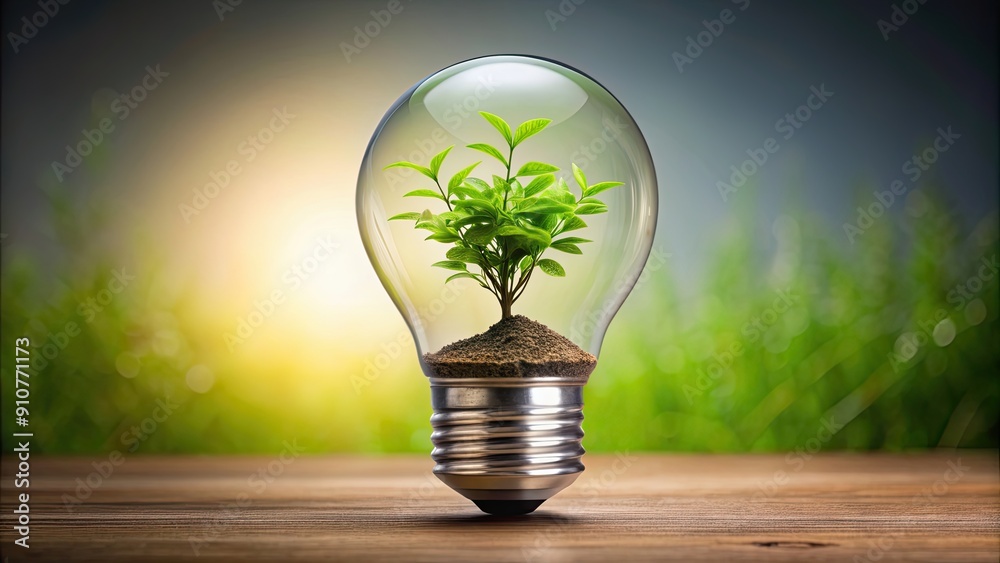 A light bulb with a green plant growing inside, representing sustainable energy and eco-friendly solutions, sustainable A light bulb with a green plant growing inside, representing sustainable energy and eco-friendly solutions, sustainable