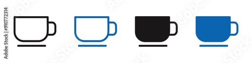 Cup icon Outline vector line set 