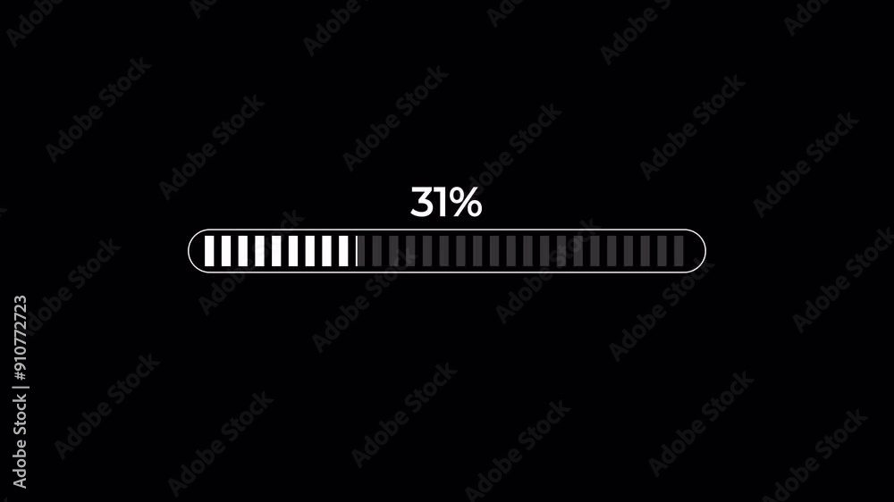 progress bar from 0 to 100% animation with alpha channel, white loading bar animate on a background, 4k Video