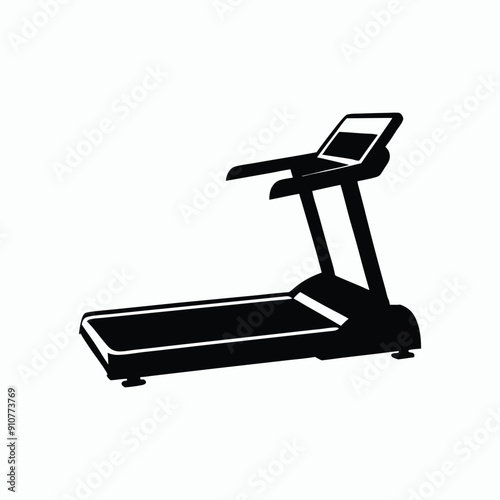 treadmill silhouette vector icon for gym equipment design