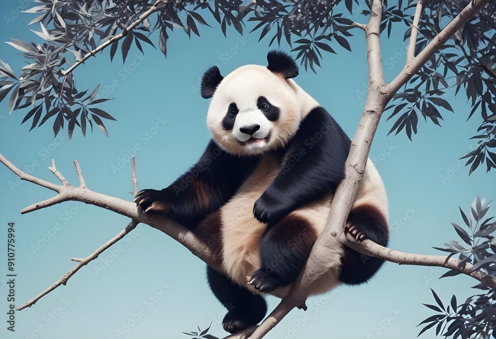 Obraz premium panda bear with bamboo