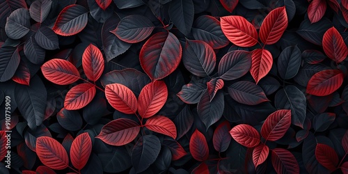 A vibrant mix of deep red and black leaves