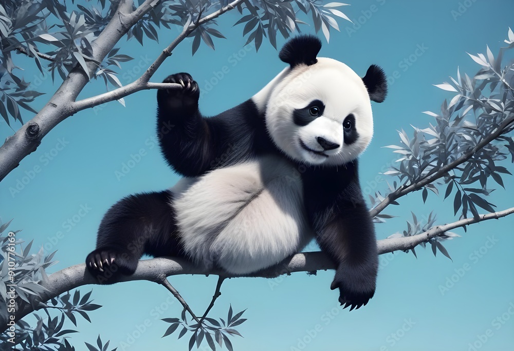 Obraz premium panda bear with bamboo