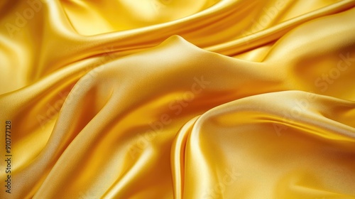 Luxurious yellow silk satin fabric with rich folds and a golden shine, ideal for elegant backgrounds