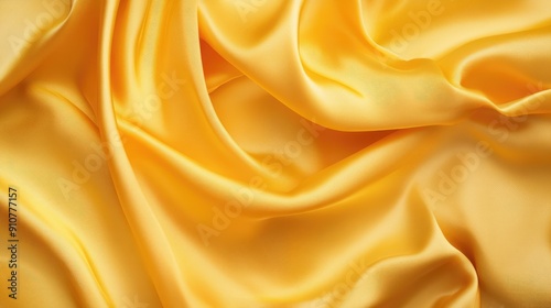 Luxurious yellow silk satin with rich folds and a smooth texture, exuding a golden warmth