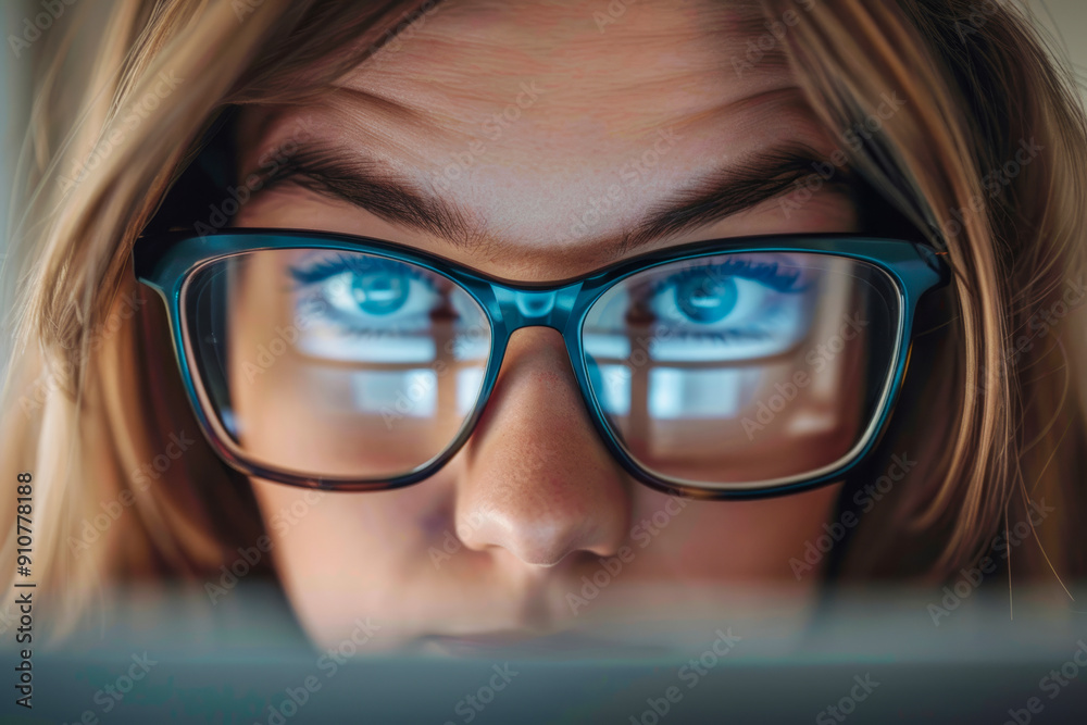 Fototapeta premium Person wearing glasses in close-up perspective