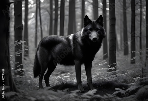 wolf howling on the moon