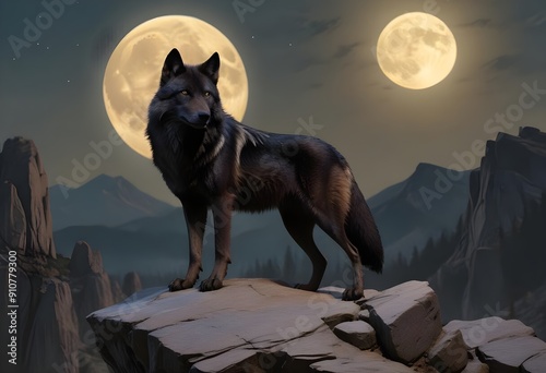 wolf howling at the moon